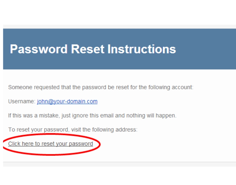 Select the link to reset your password. 